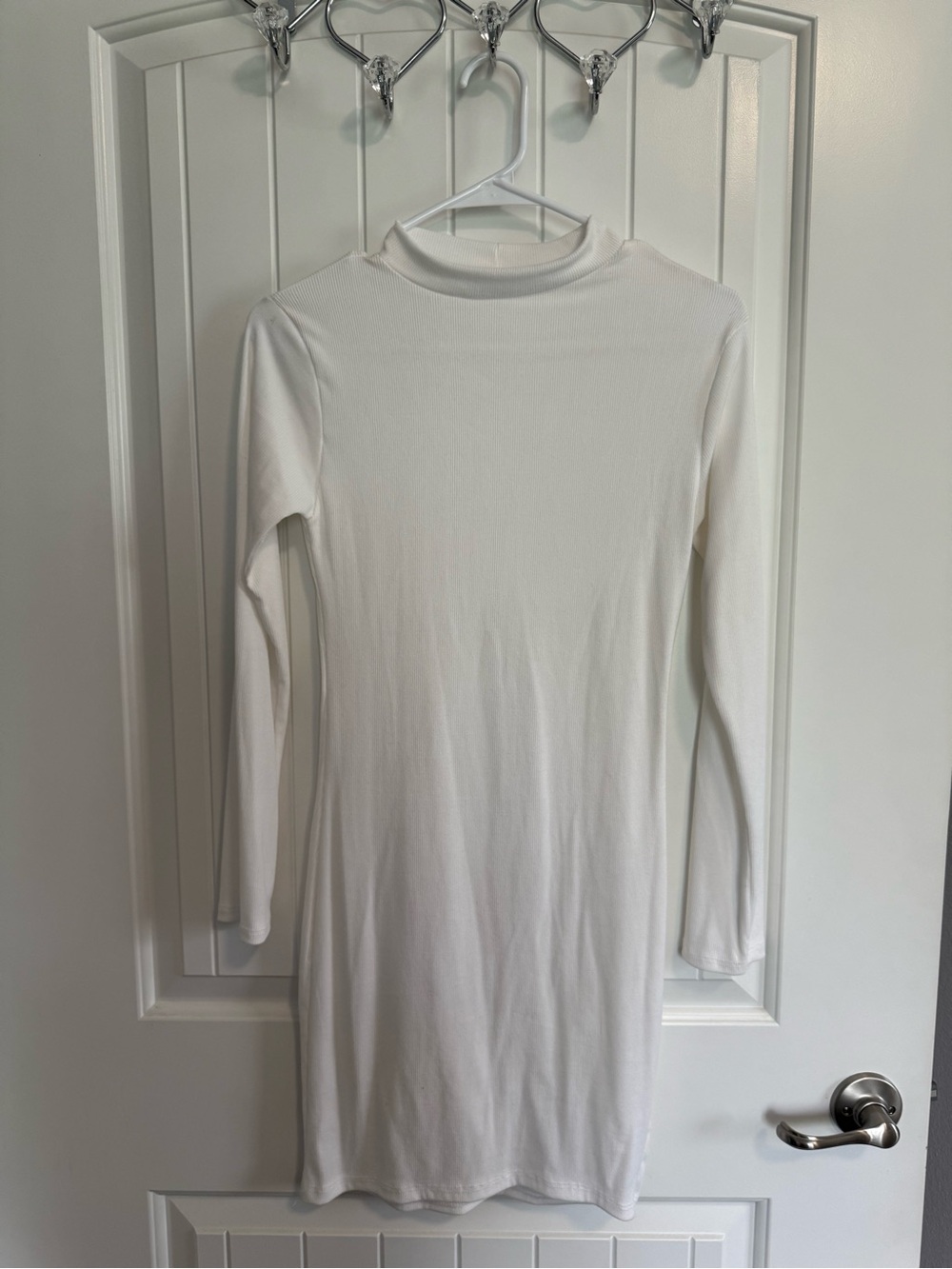 SHEIN White Long Sleeve Bodycon Midi Dress
